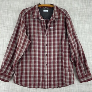 Columbia Shirt Long Sleeve Button Down Mens XL red plaid 1038